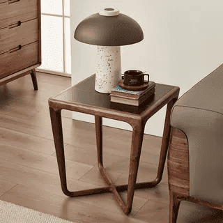 North American Black Walnut Solid Wood Square Side Table, New Chinese Style End Table & Small Coffee Table