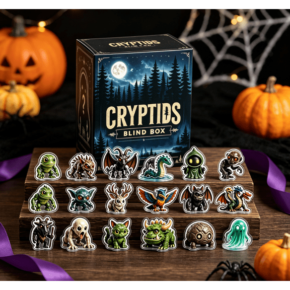 North American Cryptids Advent Calendar 2026, 24 Days Countdown Calendar with 24pcs 2D Acrylic Dark Forest Cryptid Ornaments, Christmas Decorations Indoor Holiday Surprise Gift for Shelf Display Fans