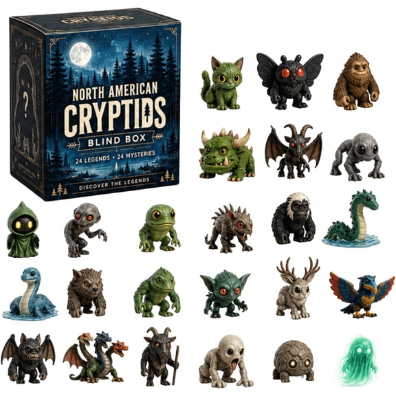 North American Cryptids Blind Box 24 Legends, 24 Mysteries, 2026 Cryptid Advent Calendars, 24 Days Christmas Countdown Calendar with 24pcs 2D Acrylic Paranormal Ornaments, Gifts for Cryptid Fans