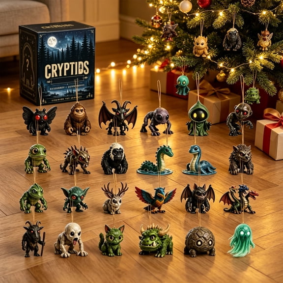 North American Cryptids Blind Box, 24 Mysteries, Folklore Monster Mini Figurines Featuring Bigfoot, Mothman, Collectible Desktop Display, Cryptid Countdown Calendar with 24 Unique Legendary Creatures