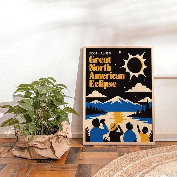 North American Eclipse Wall Art Print 2004 Astronomy Decor