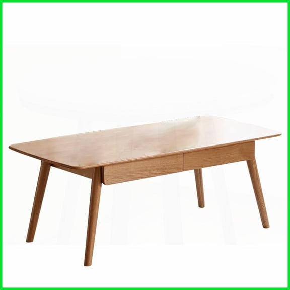 North American FAS Grade Solid Oak Coffee Table with 2 Drawers, 300+ Lbs Capacity, Easy Robot Cleaning - 100x50x45cm