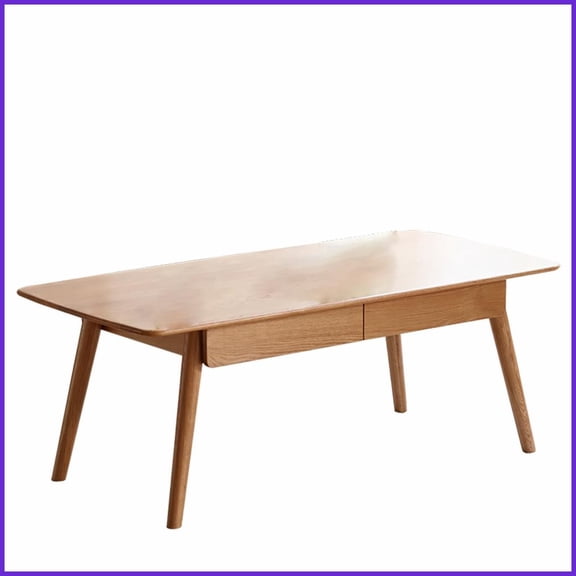 North American FAS Red Oak Coffee Table with 2 Storage Drawers - 300+ lbs Capacity, Easy Robot Access