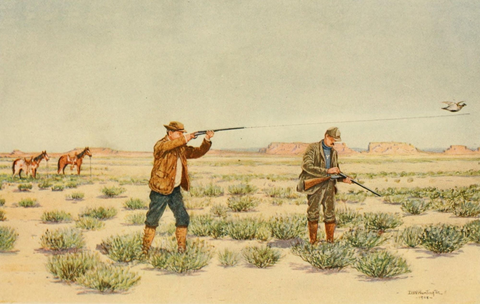 North American Game Birds 1903 Sage Grouse Shooting Canvas Art - DW Huntington (18 x 24)