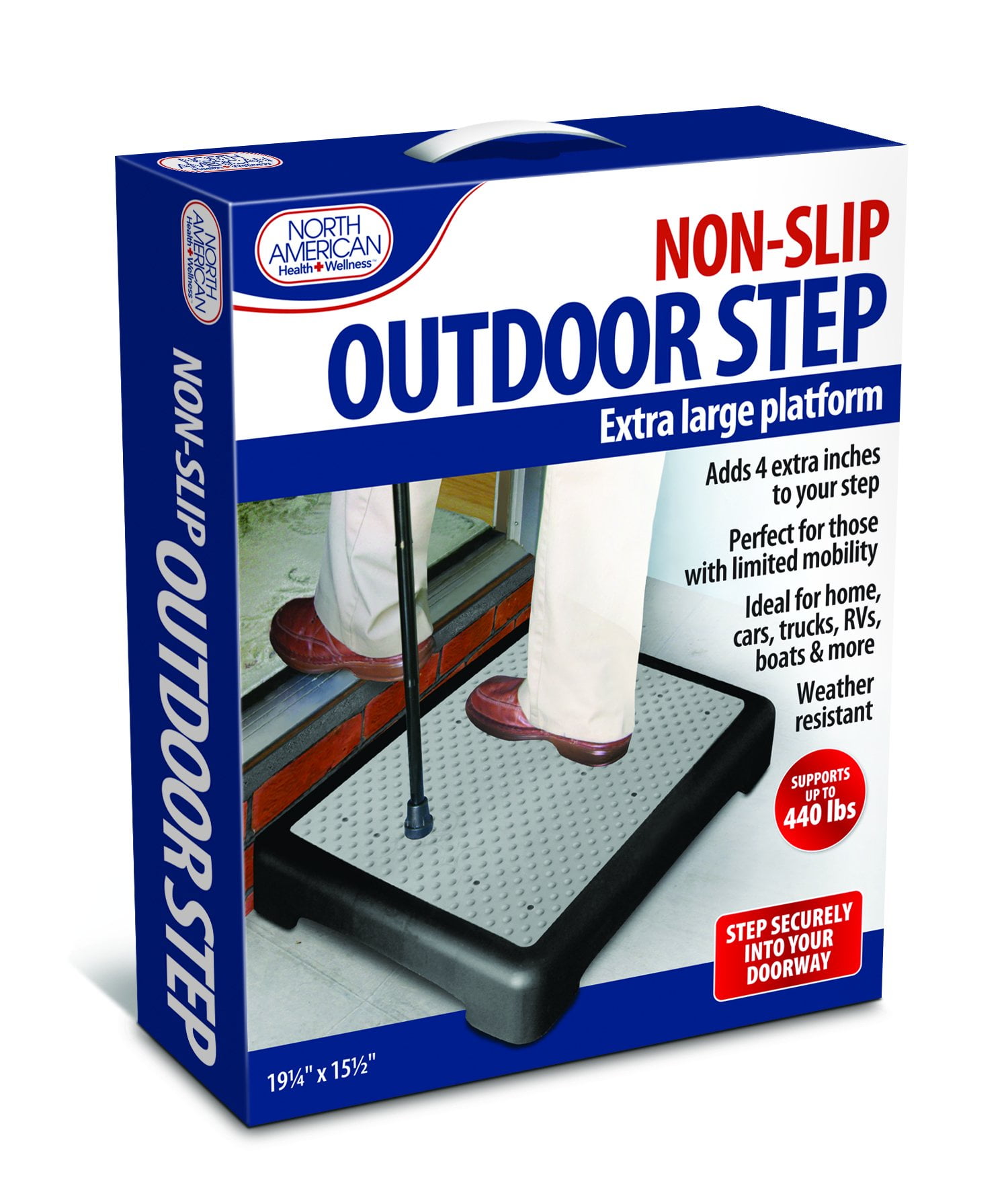 JOBAR INTERNATIONAL North American Health Wellness Mobility Step, Large, Measures 19 1/4" Long x 15 1/2" Wide x 4" High