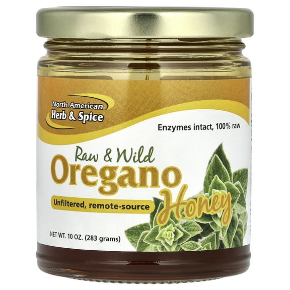 North American Herb & Spice Raw & Wild Oregano Honey, 10 oz (283 g)
