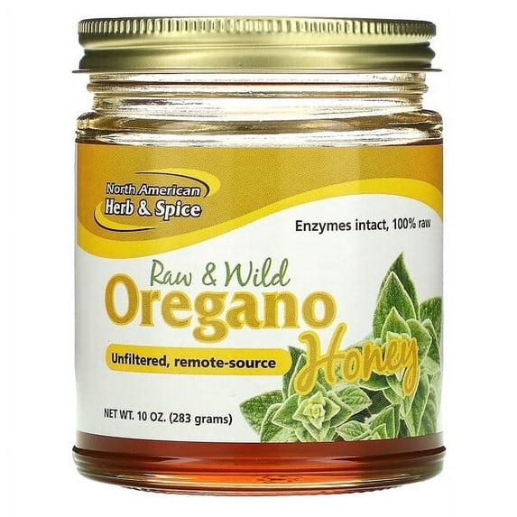 North American Herb & Spice, Raw & Wild Oregano Honey, 10 oz