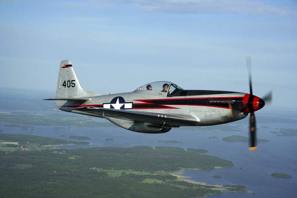 North American P-51 Cavalier Mustang Canvas Art - Daniel KarlssonStocktrek Images (35 x 23)