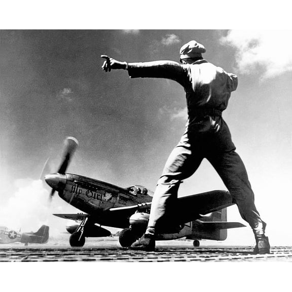 North American P-51 Take-Off at Iwo Jima - 20x30 Inch Laminated Aviation Poster - Stunning Detail and Bold Colors