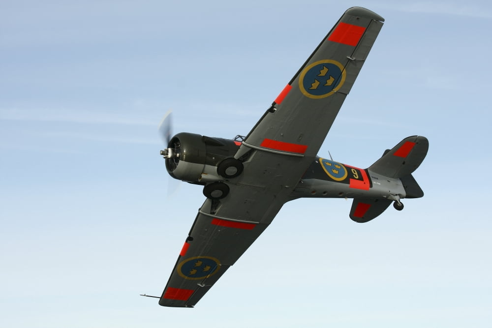 North American T-6TexanHarvard trainer warbird in Swedish Air Force colors Canvas Art - Daniel KarlssonStocktrek Images (18 x 12)