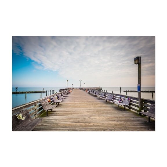 North Beach Fishing Pier - Chesapeake Beach Maryland Photography Boardwalk Coast Ocean Scenic Landscape Water Unframed Wall Art Print 40 x 60 inches