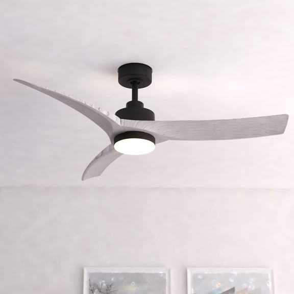 North Bend 52 in. Matte Bronze Washed Ash Blades, Ceiling Fan with Integrated LED Light Kit Included Remote Control