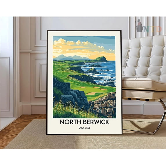 North Berwick Poster, North Berwick Travel Print, Scotland Travel Poster, Scottish Decor, Tropical Decor, North Berwick Travel Poster Wall Art, Modern Wall Decor, 12x18 UNFRAMED