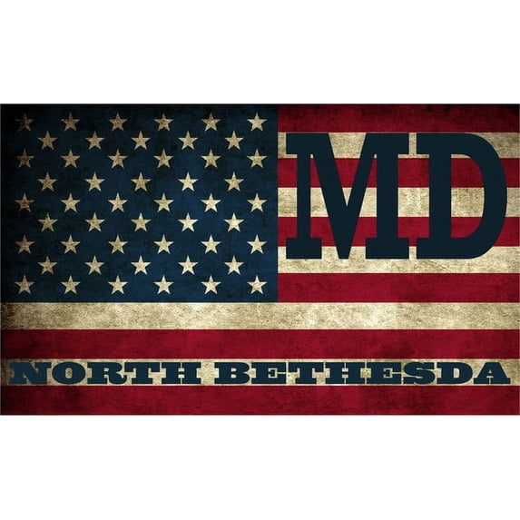 North Bethesda MD Maryland Montgomery County Vintage US Flag Decal Bumper Sticker 3M Vinyl 3" x 5"