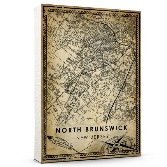 North Brunswick Vintage Map Prints Canvas, New Jersey Map Art Canvas, Canvas, North Brunswick Map City style vintage Canvas , Canvas Wall Art, Street Map Artwork Canvas