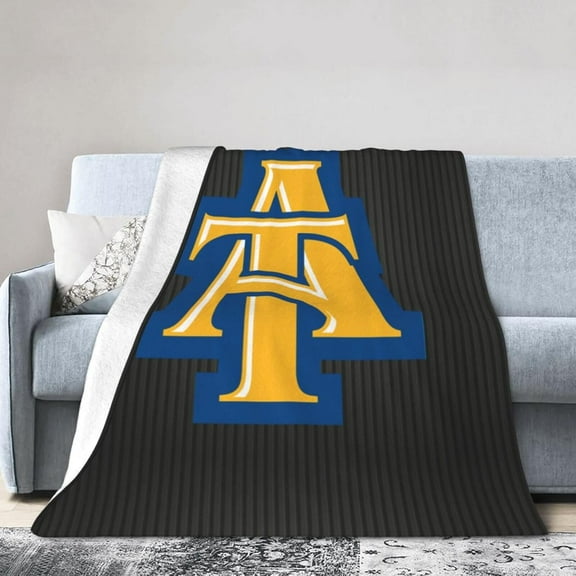 North Carolina A&T Aggies Fleece Blanket, Very Soft Microfiber Flannel Blanket for Couch Warm and Cozy for All Seasons, Black