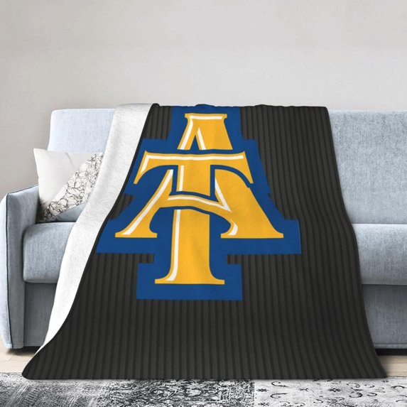 North Carolina A&T Aggies Fleece Blanket, Very Soft Microfiber Flannel Blanket for Couch Warm and Cozy for All Seasons, Black