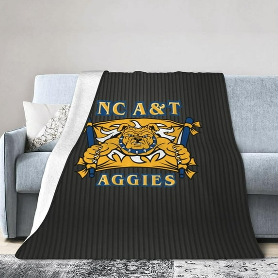 North Carolina A&T Aggies, Fleece Blanket, Very Soft Microfiber Flannel Blanket for Couch Warm and Cozy for All Seasons, Black