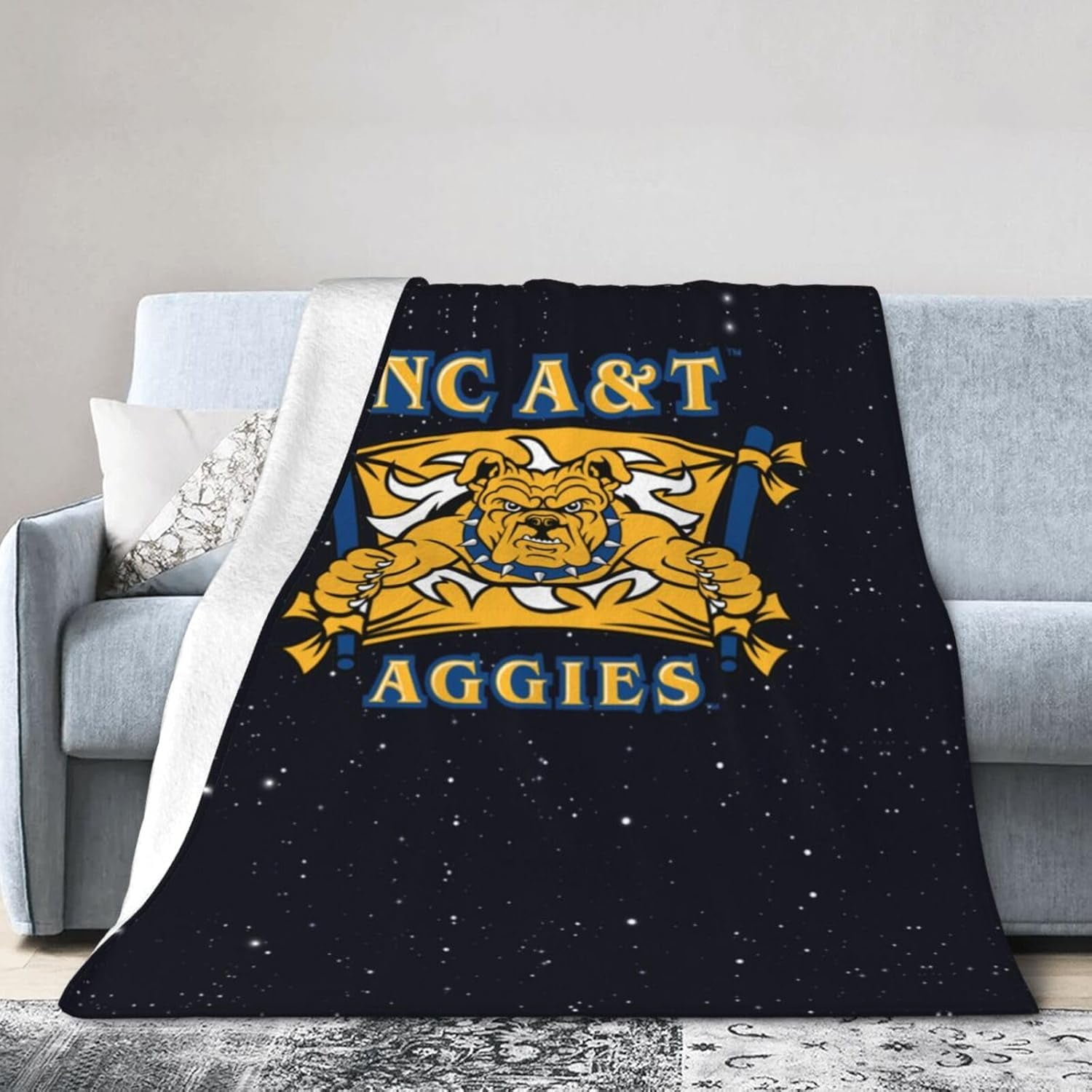 North Carolina A&T Aggies Logo Fleece Blanket, Very Soft Microfiber Flannel Blanket for Couch Warm and Cozy for All Seasons