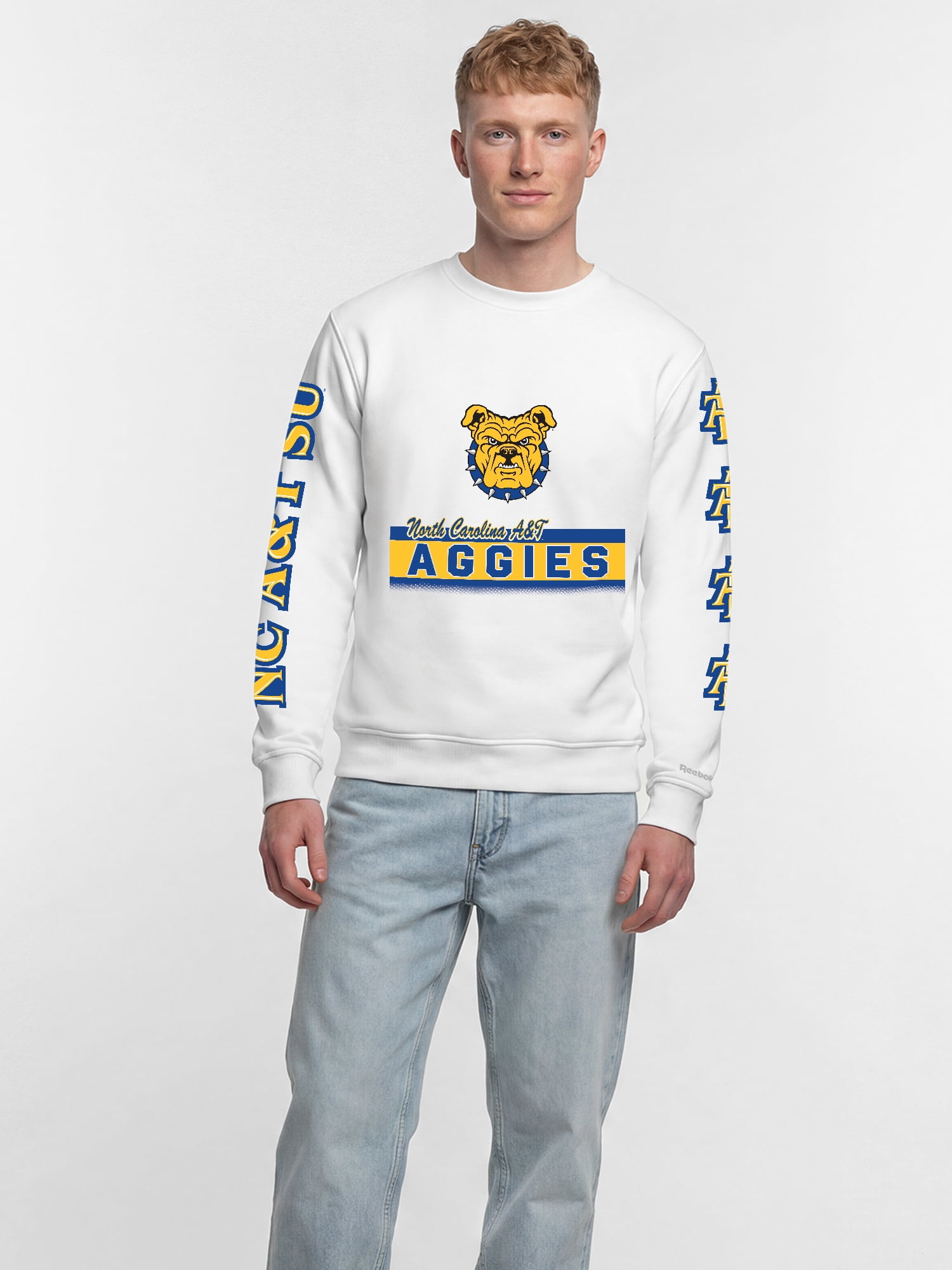North Carolina A&T Aggies Reebok Mens White Crew Sweatshirt