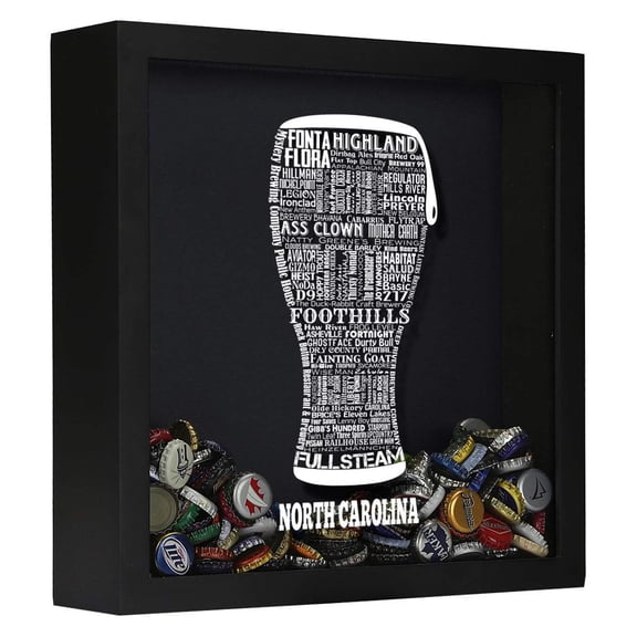 North Carolina Beer Typography Shadow Box