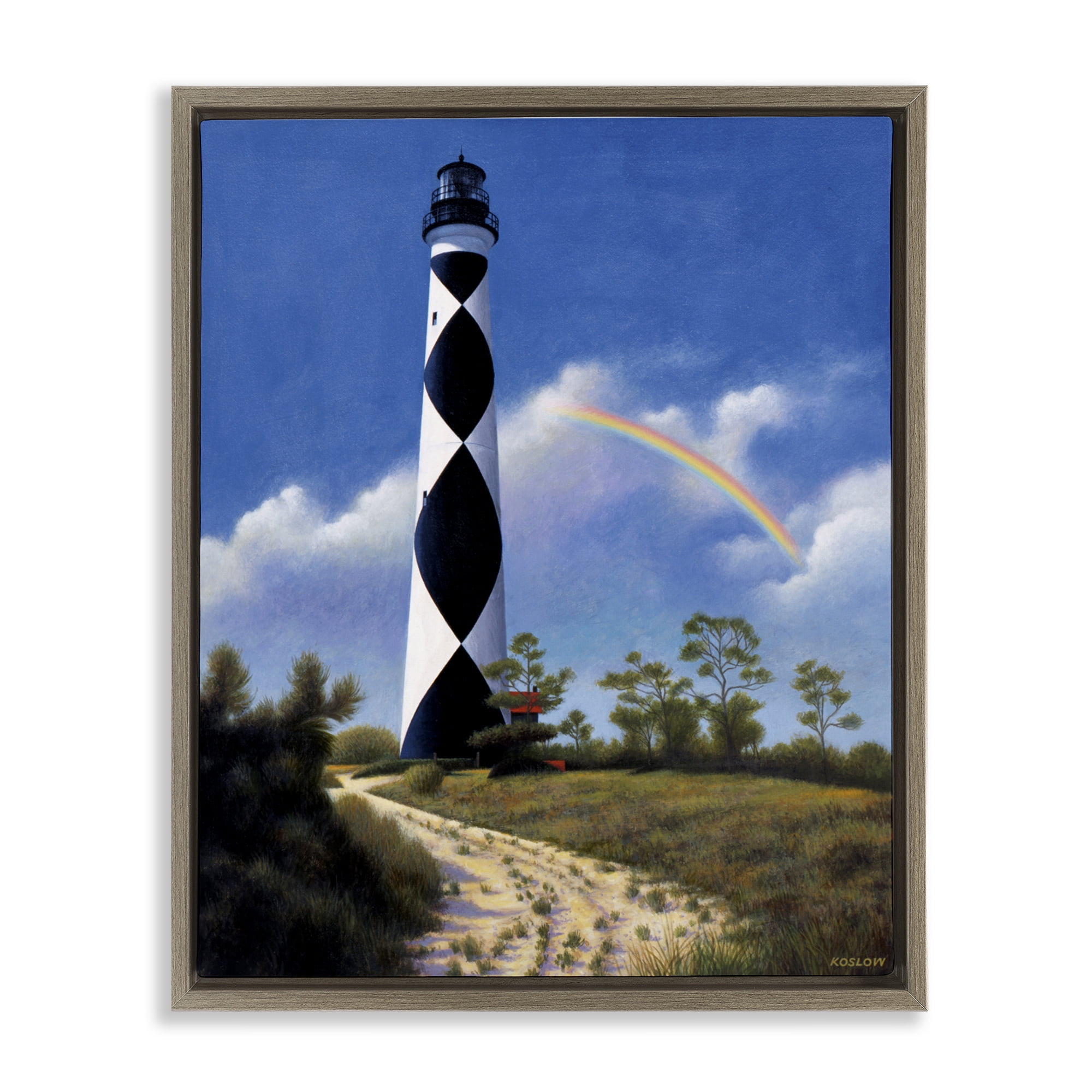 North Carolina Cape Lookout Brown Framed Floater Canvas Wall Art, design by Wind River Studios