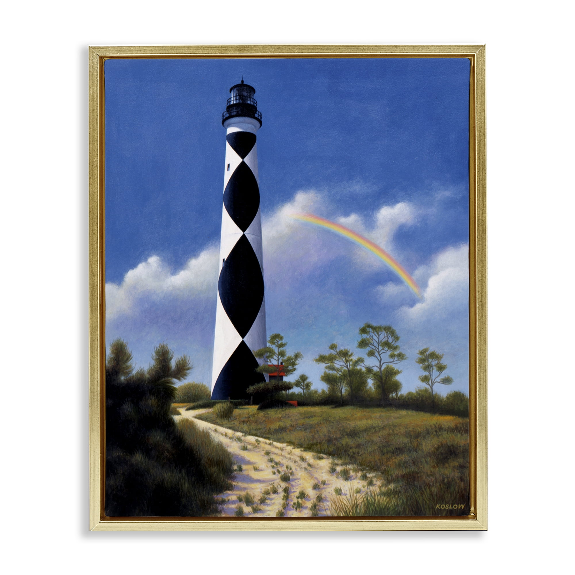 North Carolina Cape Lookout Gold Framed Floater Canvas Wall Art, design by Wind River Studios