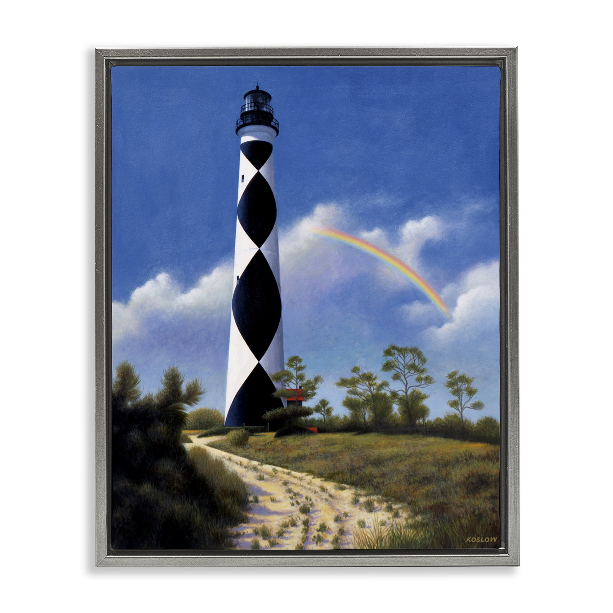 North Carolina Cape Lookout Gray Framed Floater Canvas Wall Art, design by Wind River Studios