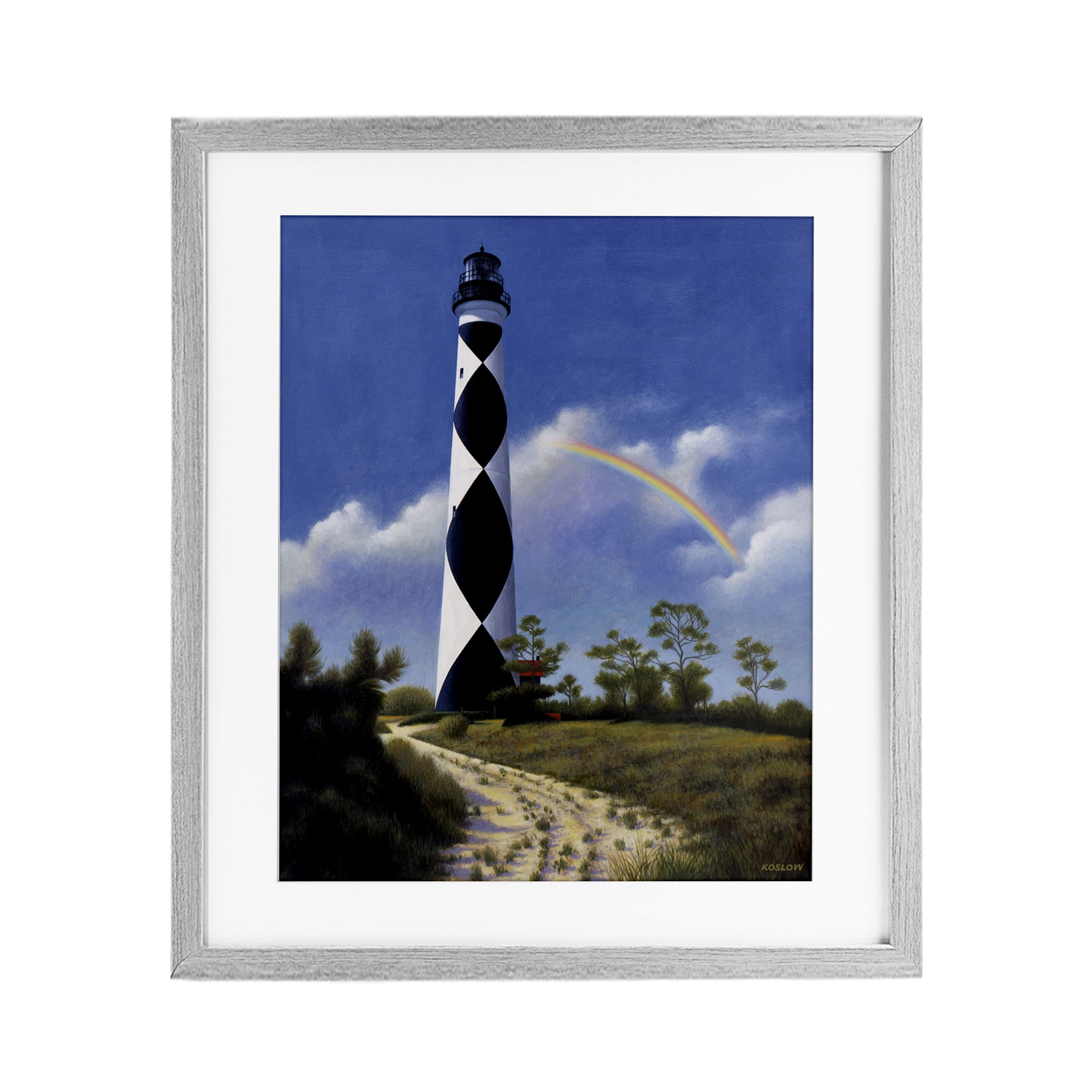 North Carolina Cape Lookout Gray Framed Print Under Glass, design by Wind River Studios
