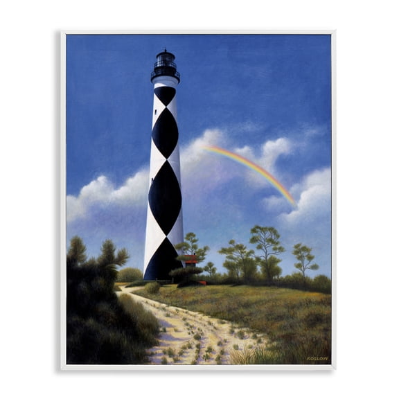 North Carolina Cape Lookout White Framed Giclee Art, design by Wind River Studios
