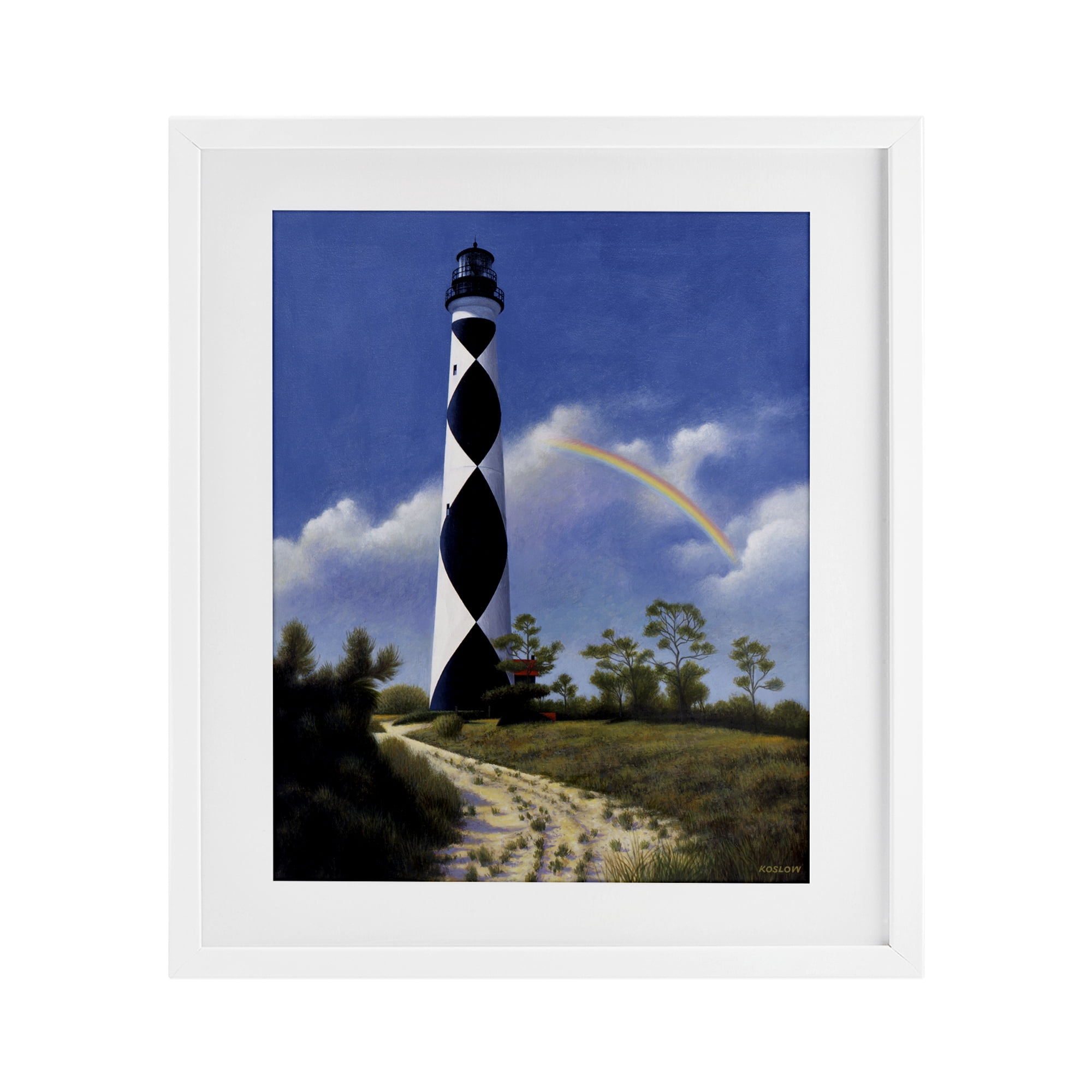 North Carolina Cape Lookout White Framed Print Under Glass, design by Wind River Studios