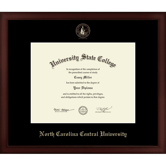 North Carolina Central University Diploma Frame, Document Size 11" x 8.5"