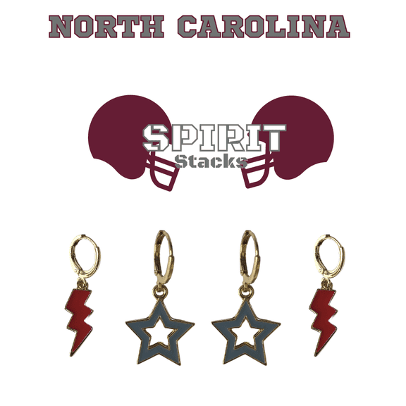 North Carolina Central University Spirit Stack maroon mini enamel bolts and grey statement open starboys