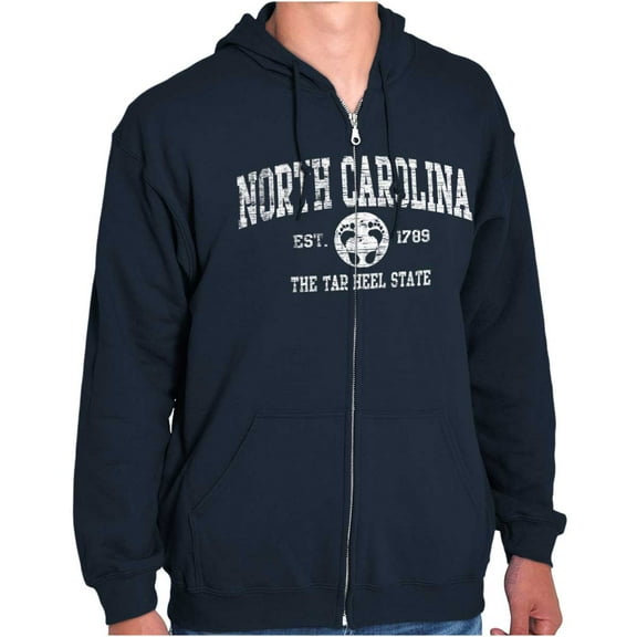 North Carolina Cute Footprints Beach Unisex Fleece Graphic Zip Up Hoodie Brisco Brands 4X