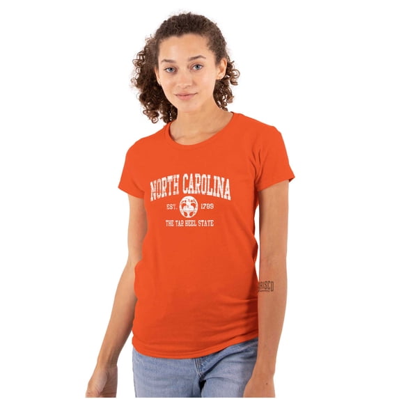 North Carolina Cute Footprints Beach Womens Fitted Plus Size Graphic Tee Brisco Brands 3X