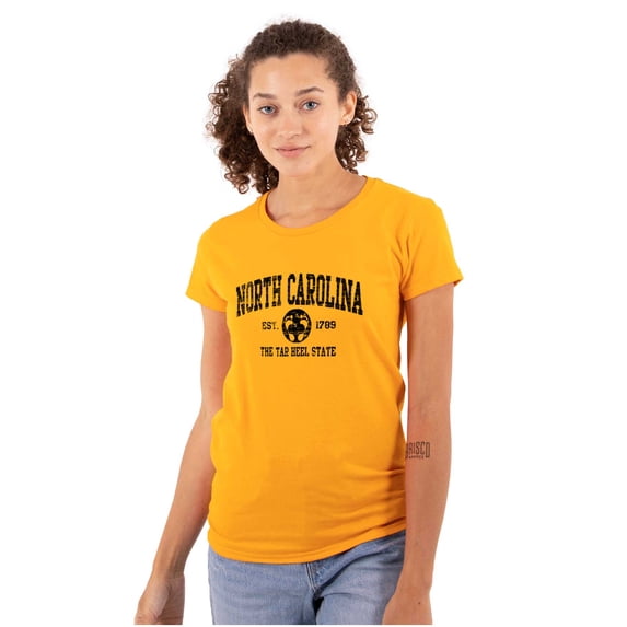 North Carolina Cute Footprints Beach Women's T Shirt Ladies Tee Brisco Brands M