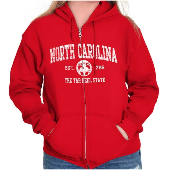 North Carolina Cute Footprints Beach Zip Up Hoodie Men's Women's Brisco Brands L
