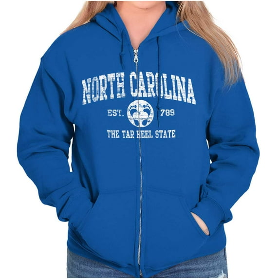 North Carolina Cute Footprints Beach Zip Up Hoodie Men's Women's Brisco Brands M