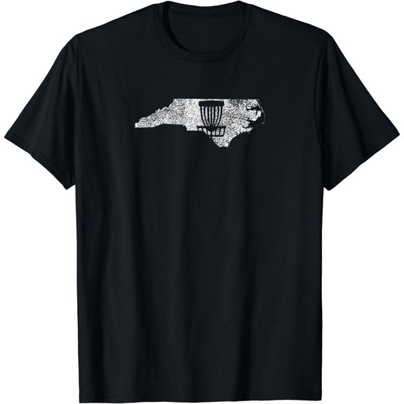 North Carolina Disc Golf State with Basket Distressed Design T-Shirt, Unisex T-Shirt