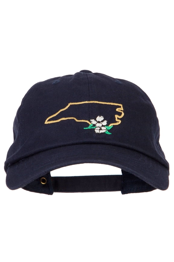 North Carolina Dogwood with Map Embroidered Unstructured Washed Cap - Navy OSFM