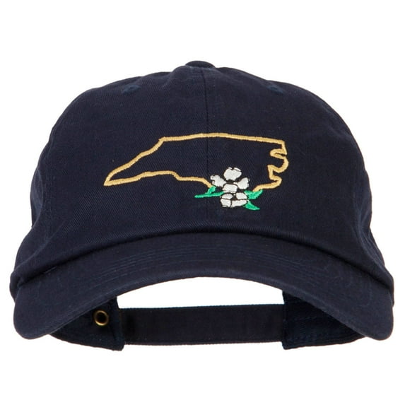 North Carolina Dogwood with Map Embroidered Unstructured Washed Cap - Navy OSFM