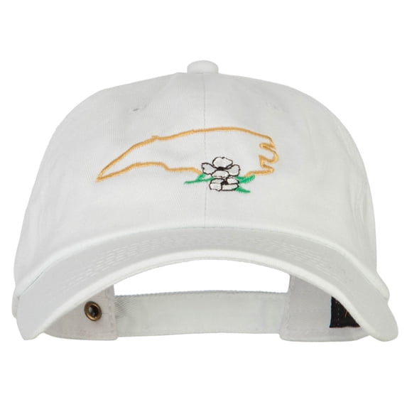 North Carolina Dogwood with Map Embroidered Unstructured Washed Cap - White OSFM