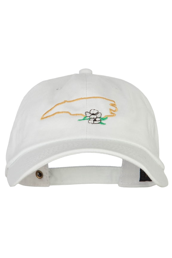 North Carolina Dogwood with Map Embroidered Unstructured Washed Cap - White OSFM