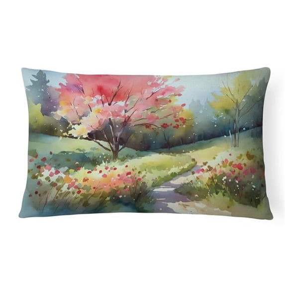 North Carolina Dogwoods in Watercolor Fabric Decorative Pillow 12 in x 16 in
