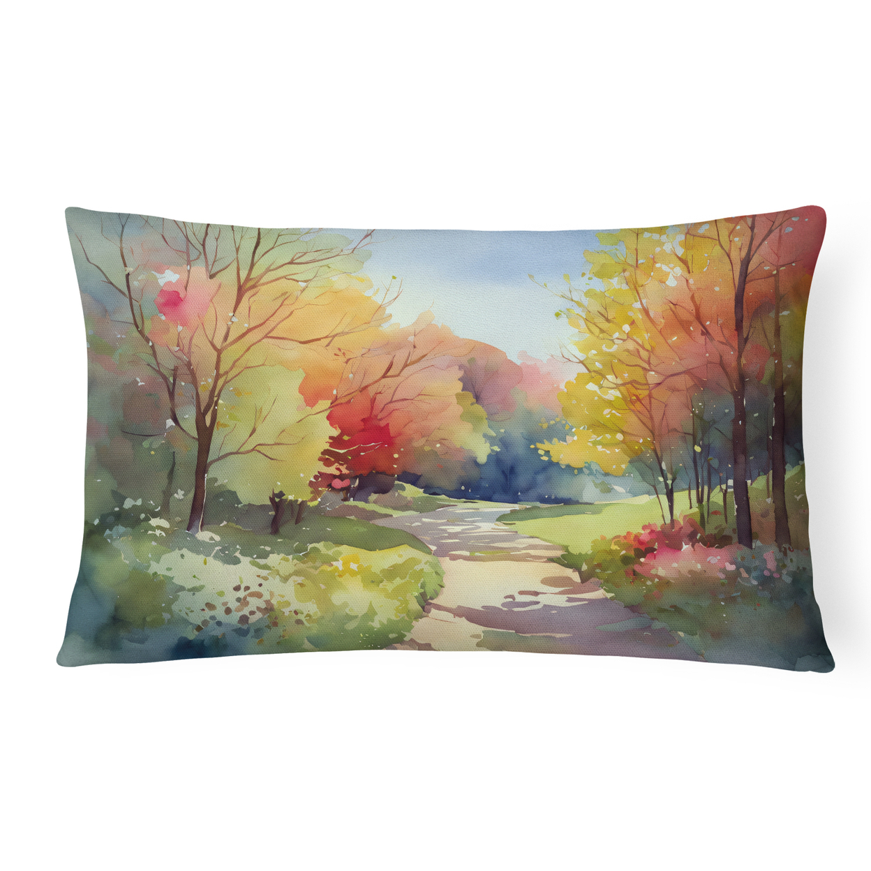 North Carolina Dogwoods in Watercolor Fabric Decorative Pillow - image 1 of 4