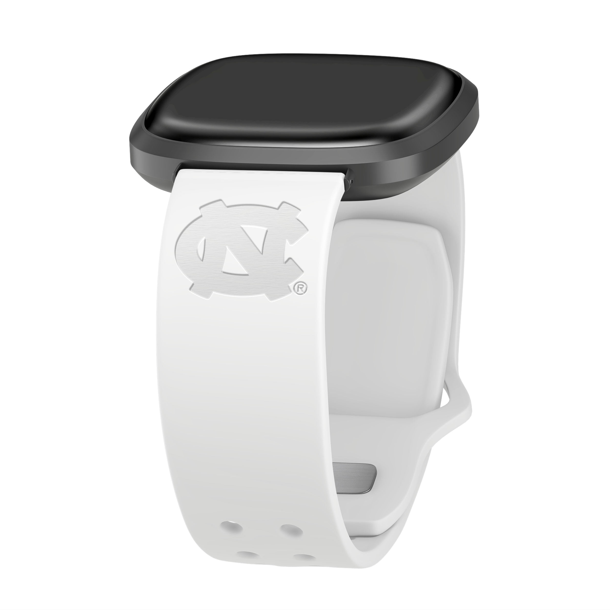 North Carolina Engraved Silicone Unisex Watch Band for Fitbit Versa 3 and Sense (White) by Affinity Bands