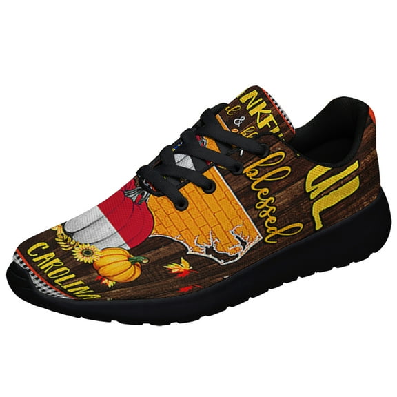 North Carolina Fall Thankful Grateful and Blessed Shoes Sneakers Black Size 3.5