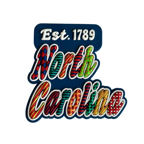 North Carolina Festive Multicolor Letters Fridge Designer Magnet 2.0" x 2.0"