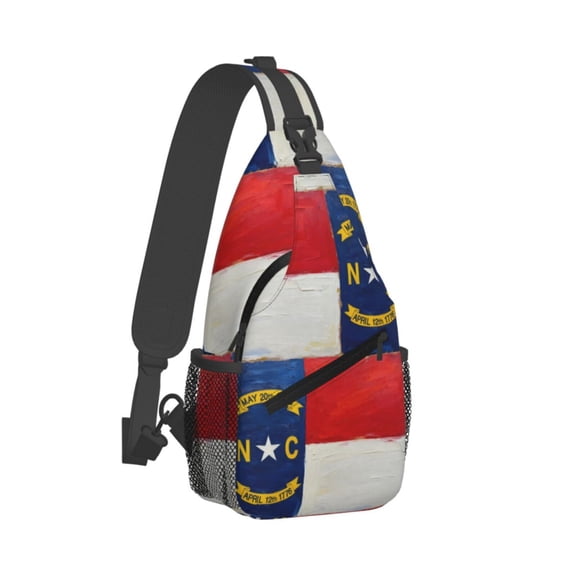 North-Carolina Flag Art Sling Crossbody Bag Cross Body Backpack Travel Hiking Daypack