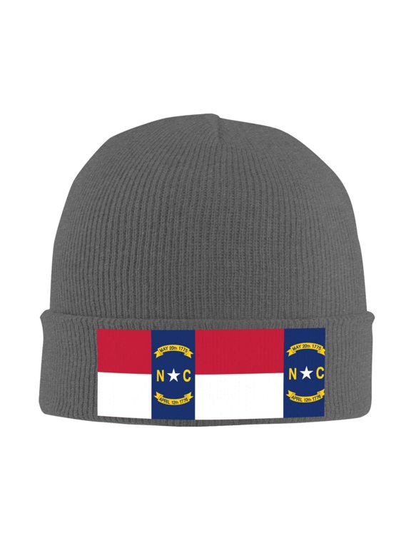 North-Carolina Flag Beanie Hat Knit Hat Skull Cap for Men Women Winter Hat Deep Heather